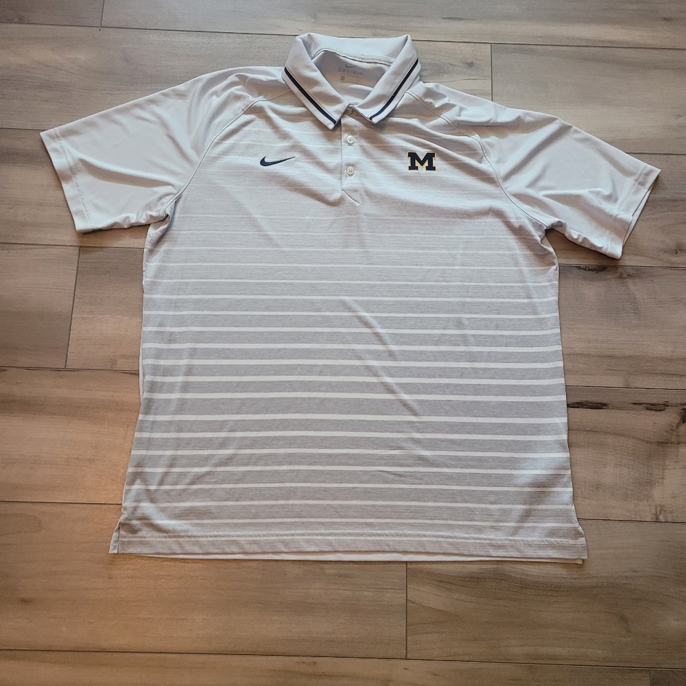 Nike Men's University Of Michigan Striped Polo Shirt